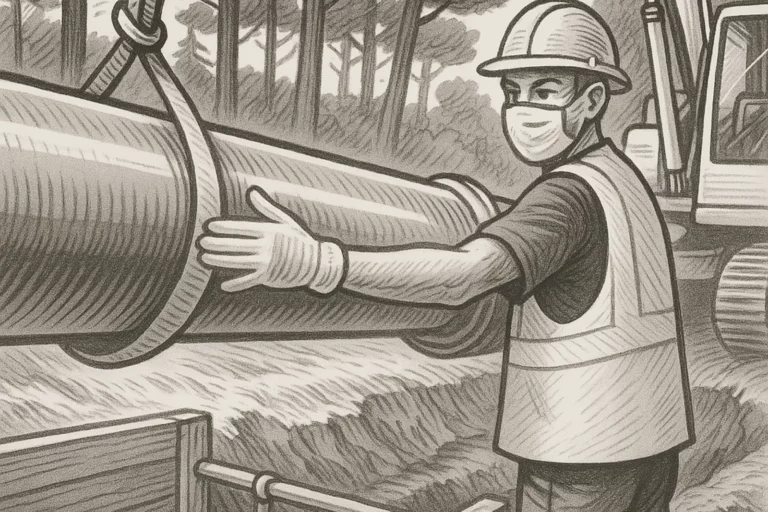 Illustration - Homme en tenue de chantier travaillant sur des canalisations
