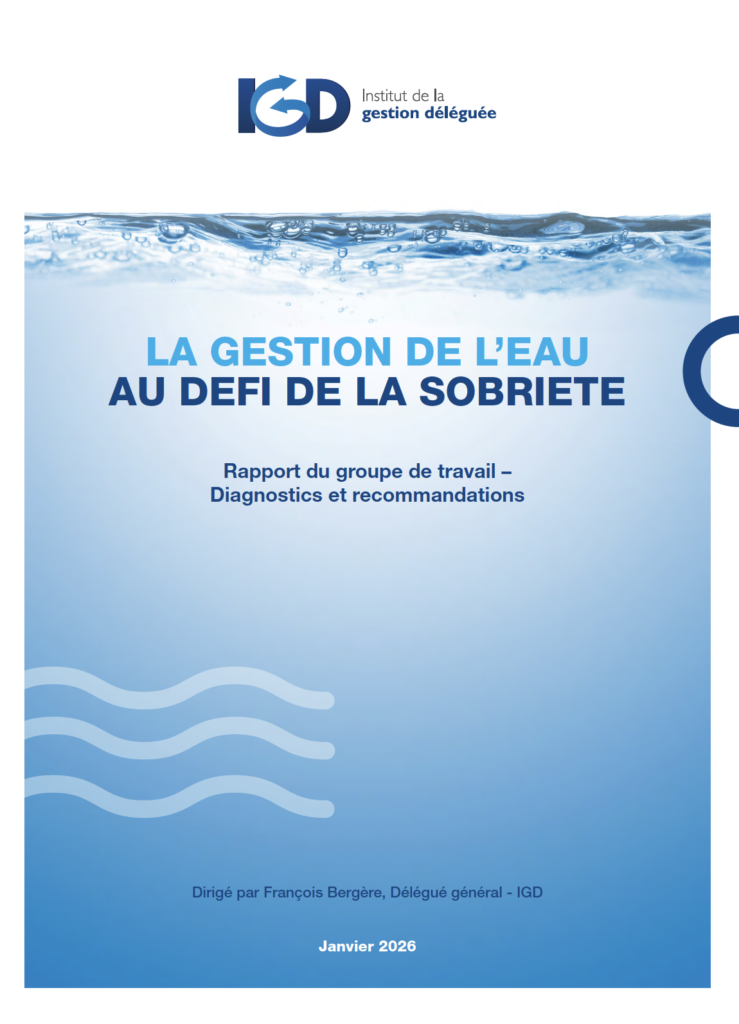 Page de couverture du rapport Eau "La gestion de l'eau au défi de la sobriété" - Diagnostics et recommandations